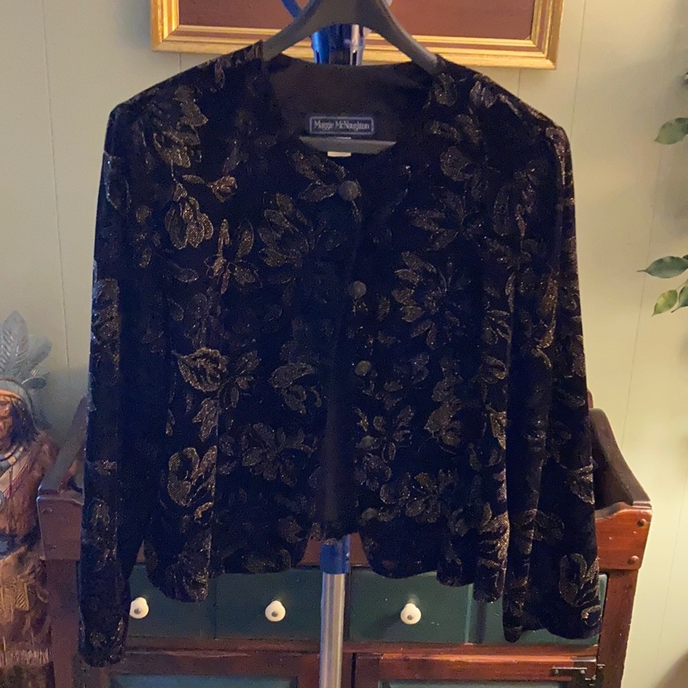 Maggie McNaughton short velour party jacket 18W